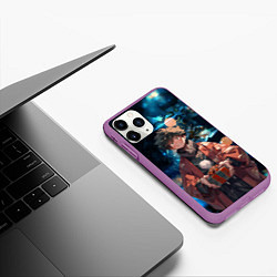 Чехол iPhone 11 Pro матовый Новогодний Мидория - Моя геройская академия, цвет: 3D-фиолетовый — фото 2