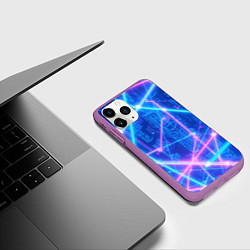 Чехол iPhone 11 Pro матовый Неоновые провода, цвет: 3D-фиолетовый — фото 2