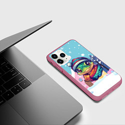 Чехол iPhone 11 Pro матовый Символ змеи 2025 год, цвет: 3D-малиновый — фото 2