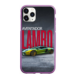 Чехол iPhone 11 Pro матовый Итальянский гиперкар Lambo Aventador, цвет: 3D-фиолетовый