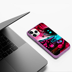 Чехол iPhone 11 Pro матовый Краски градиента, цвет: 3D-фиолетовый — фото 2