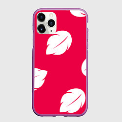 Чехол iPhone 11 Pro матовый Тестура платья Лило с листьями, цвет: 3D-фиолетовый