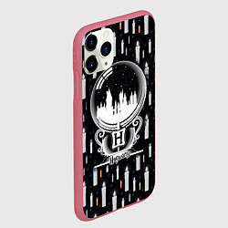 Чехол iPhone 11 Pro матовый Гарри Поттер - Шар и свечи black and white, цвет: 3D-малиновый — фото 2