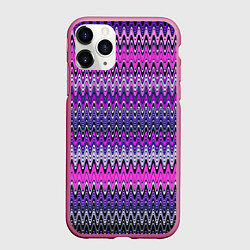 Чехол iPhone 11 Pro матовый Сиренево-розовый узоры, цвет: 3D-малиновый