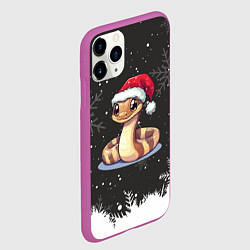 Чехол iPhone 11 Pro матовый Довольная новогодняя змейка, цвет: 3D-фиолетовый — фото 2