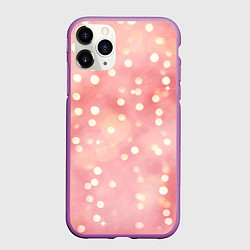Чехол iPhone 11 Pro матовый Сияние праздничных огоньков на розовом фоне, цвет: 3D-фиолетовый