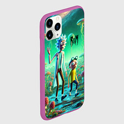 Чехол iPhone 11 Pro матовый Рик и Морти изучают планету мухоморов - нейроарт ф, цвет: 3D-фиолетовый — фото 2