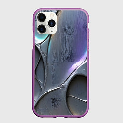 Чехол iPhone 11 Pro матовый Полированный серебряный металл, цвет: 3D-фиолетовый