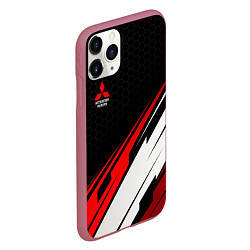 Чехол iPhone 11 Pro матовый Mitsubishi - красная абстракция, цвет: 3D-малиновый — фото 2