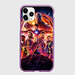 Чехол iPhone 11 Pro матовый Супергерои Avengers infinity war, цвет: 3D-фиолетовый