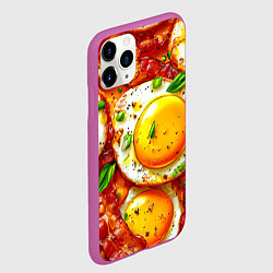 Чехол iPhone 11 Pro матовый Яичница с беконом, цвет: 3D-фиолетовый — фото 2