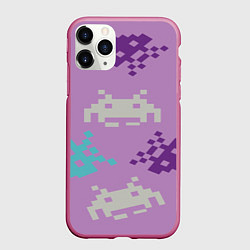 Чехол iPhone 11 Pro матовый Пиксели, цвет: 3D-малиновый