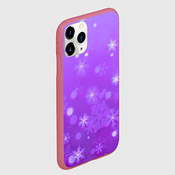 Чехол iPhone 11 Pro матовый Резные снежинки глитч, цвет: 3D-малиновый — фото 2