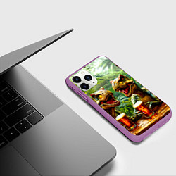 Чехол iPhone 11 Pro матовый Велоцирапторы с пивком, цвет: 3D-фиолетовый — фото 2