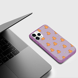 Чехол iPhone 11 Pro матовый Праздничный кот Рыжинс, цвет: 3D-фиолетовый — фото 2