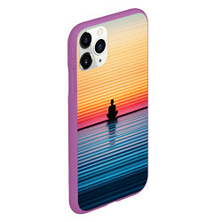 Чехол iPhone 11 Pro матовый Медитация на закате, цвет: 3D-фиолетовый — фото 2