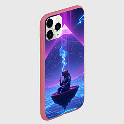 Чехол iPhone 11 Pro матовый Капибара в лодке, цвет: 3D-малиновый — фото 2