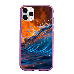 Чехол iPhone 11 Pro матовый Волна и огонь, цвет: 3D-фиолетовый