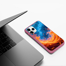 Чехол iPhone 11 Pro матовый Яркое пламя в воде, цвет: 3D-малиновый — фото 2