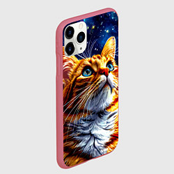 Чехол iPhone 11 Pro матовый Рыжий котик в космосе, цвет: 3D-малиновый — фото 2