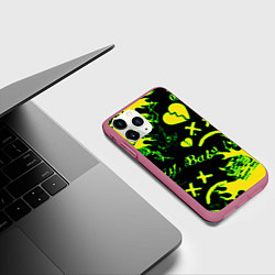 Чехол iPhone 11 Pro матовый Lil Peep кислотные автографы, цвет: 3D-малиновый — фото 2