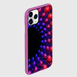 Чехол iPhone 11 Pro матовый Неоновая абстракция фрактал, цвет: 3D-фиолетовый — фото 2