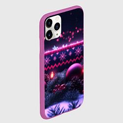 Чехол iPhone 11 Pro матовый Новый год в фиолетовом свете, цвет: 3D-фиолетовый — фото 2