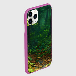 Чехол iPhone 11 Pro матовый Зелёный летний лес, цвет: 3D-фиолетовый — фото 2