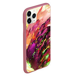 Чехол iPhone 11 Pro матовый Красно-жёлтая абстракция, цвет: 3D-малиновый — фото 2