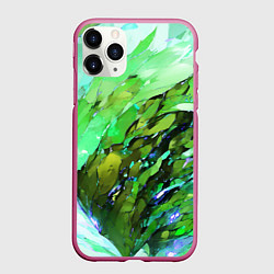 Чехол iPhone 11 Pro матовый Зелёная абстракция, цвет: 3D-малиновый