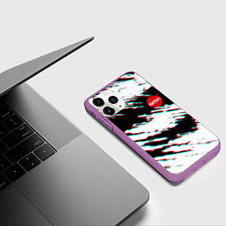Чехол iPhone 11 Pro матовый Nasa glitch color, цвет: 3D-фиолетовый — фото 2