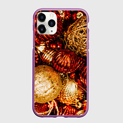 Чехол iPhone 11 Pro матовый Новогоднее ёлочное украшение, цвет: 3D-фиолетовый