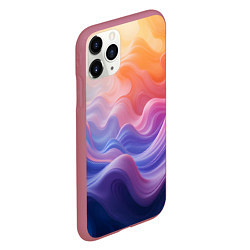 Чехол iPhone 11 Pro матовый Волны разноцветных красок, цвет: 3D-малиновый — фото 2