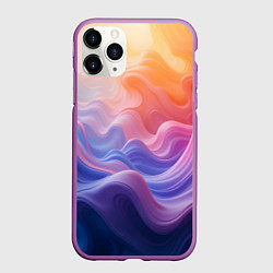 Чехол iPhone 11 Pro матовый Волны разноцветных красок, цвет: 3D-фиолетовый