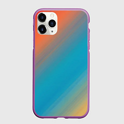 Чехол iPhone 11 Pro матовый Сине-оранжевый градиент, цвет: 3D-фиолетовый