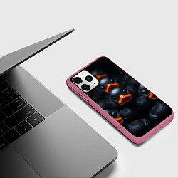 Чехол iPhone 11 Pro матовый Уточки с оранжевым клювом, цвет: 3D-малиновый — фото 2