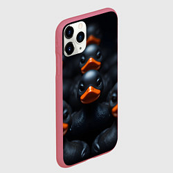 Чехол iPhone 11 Pro матовый Уточки с оранжевым клювом, цвет: 3D-малиновый — фото 2