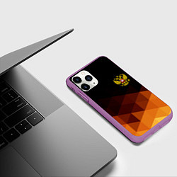 Чехол iPhone 11 Pro матовый Герб России геометрия, цвет: 3D-фиолетовый — фото 2