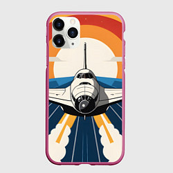 Чехол iPhone 11 Pro матовый Скоростной ретро самолет, цвет: 3D-малиновый