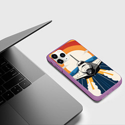 Чехол iPhone 11 Pro матовый Скоростной ретро самолет, цвет: 3D-фиолетовый — фото 2