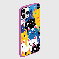 Чехол iPhone 11 Pro матовый Много цветных котиков, цвет: 3D-фиолетовый — фото 2