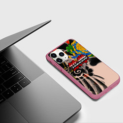 Чехол iPhone 11 Pro матовый Tekken tatoo japan, цвет: 3D-малиновый — фото 2