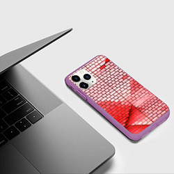 Чехол iPhone 11 Pro матовый Красные кирпичики, цвет: 3D-фиолетовый — фото 2