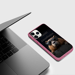 Чехол iPhone 11 Pro матовый Фанат капибары, цвет: 3D-малиновый — фото 2