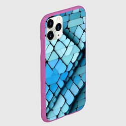 Чехол iPhone 11 Pro матовый Синие рельефные плитки, цвет: 3D-фиолетовый — фото 2