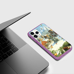 Чехол iPhone 11 Pro матовый Фон рождества, цвет: 3D-фиолетовый — фото 2