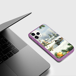 Чехол iPhone 11 Pro матовый Рождественская атмосфсра, цвет: 3D-фиолетовый — фото 2
