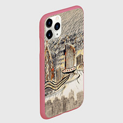 Чехол iPhone 11 Pro матовый Город 2100, цвет: 3D-малиновый — фото 2
