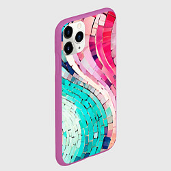 Чехол iPhone 11 Pro матовый Волнистые розово-голубые плитки, цвет: 3D-фиолетовый — фото 2
