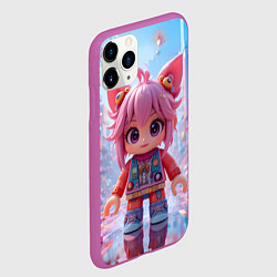 Чехол iPhone 11 Pro матовый Роблокс хорошенький человечек, цвет: 3D-фиолетовый — фото 2